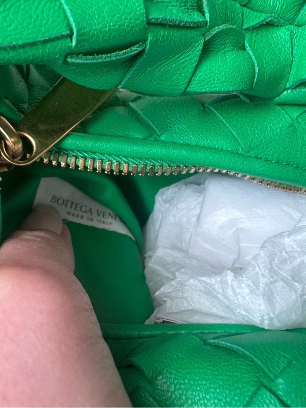 Bottega Veneta Green Jodie Intrecciato Knot Pouch perfect condition - Picture 2 of 8
